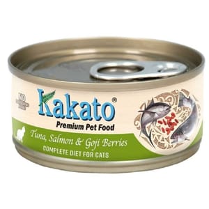 Kakato Kakato 主食罐 貓罐頭 吞拿魚+三文魚及杞子 70g 70g  正面圖