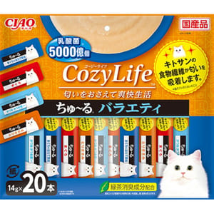 CIAO CIAO 肉泥 貓零食 CozyLife系列 金槍魚+金槍魚扇貝+鰹魚+雞肉 14g 20本袋裝 14g 正面圖