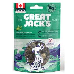 GREAT GREAT JACK'S 無穀物狗小食 海帶拌豚肝肉粒 2oz 2oz 正面圖