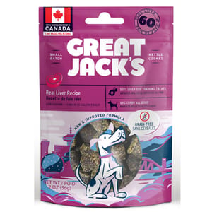 GREAT GREAT JACK'S 無穀物狗小食 豚肝肉粒 2oz 2oz 正面圖