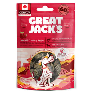 GREAT GREAT JACK'S 無穀物狗小食 蔓越莓拌豚肝肉粒 2oz 2oz  正面圖
