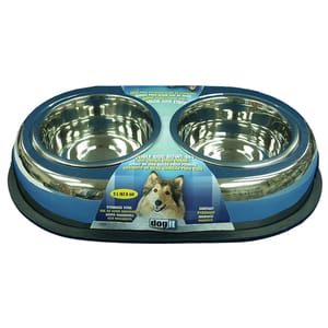 Hagen希勤 Hagen希勤 進食器 Dogit系列 豪華型不銹鋼孖碗 L   正面圖