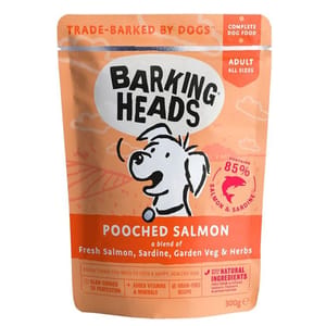 Barking Barking Heads 狗濕糧 無穀物食用濕包 三文魚 300g 300g 正面圖