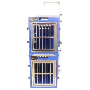 Solidpet蘇力 Solidpet蘇力 寵物籠 貓籠狗籠 鋁折疊飛機籠組合 無輪款 一號 藍色 正面圖