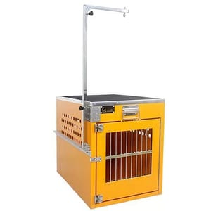 Solidpet蘇力 Solidpet蘇力 寵物籠 貓籠狗籠 鋁板固定飛機籠 無輪新款 三號 橙色 正面圖