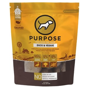 PURPOSE PURPOSE 狗糧 凍乾脫水生肉 單一蛋白 鴨肉 14oz 14oz 正面圖