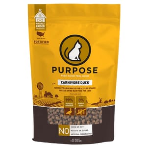 PURPOSE PURPOSE 貓糧 凍乾脫水生肉肉粒 單一蛋白 鴨肉 9oz 9oz  正面圖
