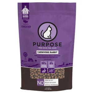 PURPOSE PURPOSE 貓糧 凍乾脫水生肉肉粒 單一蛋白 兔肉 9oz 9oz  正面圖