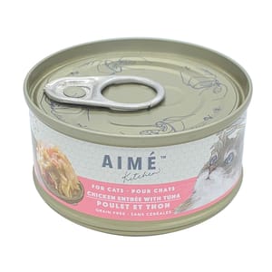 AIME AIME Kitchen 貓罐頭 無穀物營養貓罐 啖啖肉補水系列 雞肉配吞拿魚配方 85g 85g  正面圖