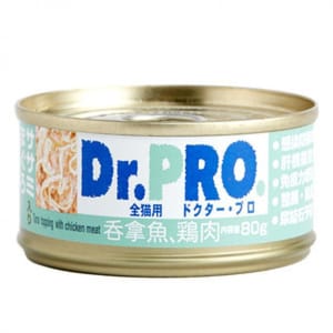 Dr. Dr. PRO 全機能貓罐頭 吞拿魚．雞肉味 80g 80g  正面圖