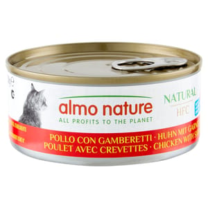Almo Almo Nature HFC 貓罐頭 天然系列 雞肉+鮮蝦 150g 150g 正面圖