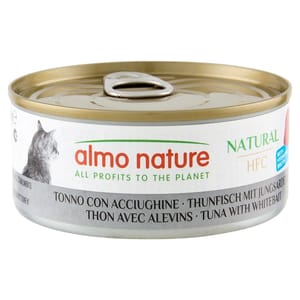Almo Almo Nature HFC 貓罐頭 天然系列 吞拿魚+白飯魚 150g 150g  正面圖
