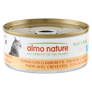 Almo Almo Nature HFC 貓罐頭 天然系列 吞拿魚+鮮蝦 150g 150g  正面圖