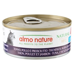 Almo Almo Nature HFC 貓罐頭 天然系列 雞肉+火腿+吞拿魚 150g 150g  正面圖