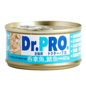Dr. Dr. PRO 全機能貓罐頭 吞拿魚．鯖魚味 80g 80g  正面圖