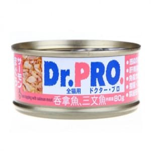 Dr. Dr. PRO 全機能貓罐頭 吞拿魚.三文魚味 80g 80g 正面圖