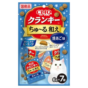 CIAO CIAO 貓零食 日本夾心貓餅 燒飛魚 6g 7袋入 6g  正面圖