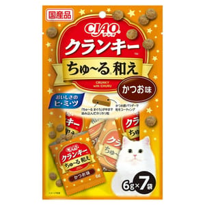 CIAO CIAO 貓零食 日本夾心貓餅 鰹魚 6g 7袋入 6g 正面圖