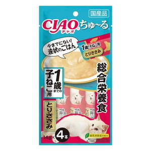 CIAO CIAO 肉泥 貓零食 1歲以下子貓用 綜合營養食 雞肉 14g 4本入 14g 貓用 正面圖