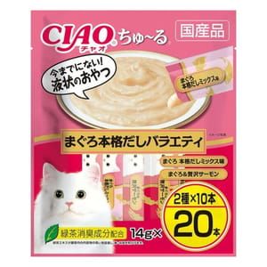 CIAO CIAO 肉泥 貓零食 本格金槍魚高湯組合裝 14g 20本入 14g  正面圖
