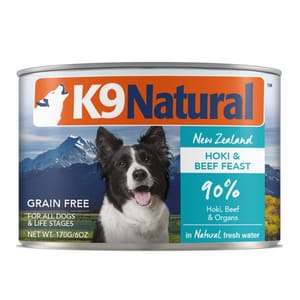 K9 K9 Natural 狗罐頭 主食罐 牛肉及藍尖尾鱈魚盛宴 170g 170g  正面圖