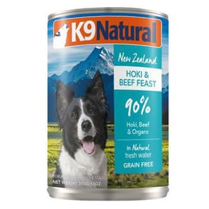 K9 K9 Natural 狗罐頭 主食罐 牛肉及藍尖尾鱈魚盛宴 370g 370g  正面圖