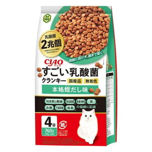 CIAO CIAO 貓糧 日本2兆個乳酸菌 本格鰹魚湯味 190g 4袋入 190g  正面圖