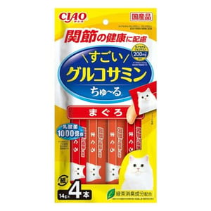 CIAO CIAO 肉泥 貓零食 1000億個乳酸菌 關節健康配慮 金槍魚 14g 4本入 14g  正面圖