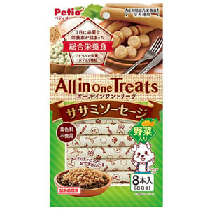 Petio Petio All in One Treats 狗零食 綜合營養野菜雞柳肉腸 8支裝   正面圖