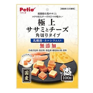 Petio Petio 狗零食 極上 日本產無添加 雞柳肉&芝士 角切粒粒  100g 100g  正面圖