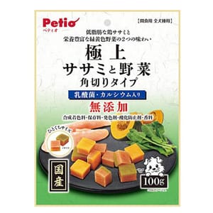 Petio Petio 狗零食 極上 日本產無添加 雞柳肉&野菜 角切粒粒  100g 100g  正面圖