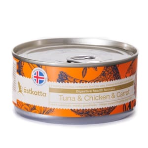 Astkatta Astkatta 冰島罐 貓罐頭 腸道護理主食配方 白鰹吞拿魚雞肉胡蘿蔔 170g 170g 正面圖