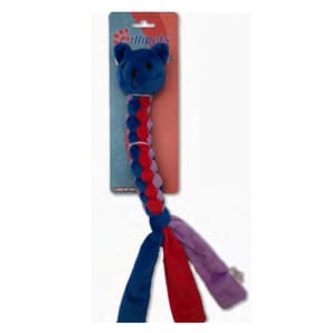 Billipets Billipets 狗玩具 三色編織長圓身貓 藍色 40cm 正面圖