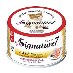 Signature7 Signature7 貓罐頭 無穀主食罐 鯖魚+蝦70g 70g  正面圖