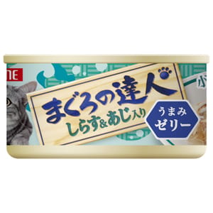 日本Petline 日本Petline 貓罐頭 吞拿魚達人系列 白身魚+竹莢魚 80g 80g  正面圖