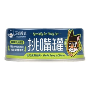 汪喵星球 汪喵星球 貓罐頭 DogCatStar 挑嘴貓無膠主食罐 秋刀魚雞肉 80g 80g  正面圖