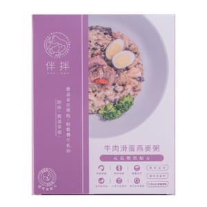 伴拌日嚐 伴拌日嚐 狗狗鮮食包 牛肉滑蛋燕麥粥 牛腿肉+雞軟骨 150g 150g  正面圖