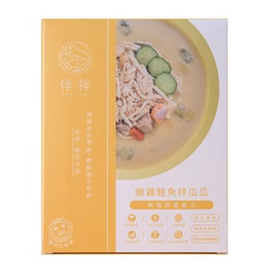 伴拌日嚐 伴拌日嚐 貓貓鮮食包 嫩雞鮭魚拌瓜瓜 雞胸肉+鮭魚 120g 120g 正面圖