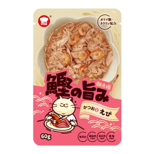 日本HELL'S 日本HELL'S KITCHEN 朝市場 鰹旨味 貓濕糧 鰹魚+蝦 60g 60g  正面圖