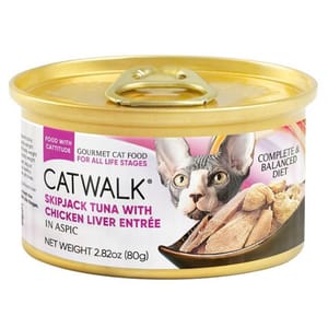 CATWALK CATWALK 貓主食罐 鰹吞拿魚 + 雞肝 Skipjack Tuna With Chicken Liver Entrée 80g 80g  正面圖