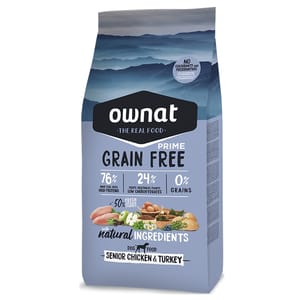 ownat ownat 狗糧 高齡犬糧 放牧雞⾁與火雞 中顆粒 關節保健配⽅ 3kg 3kg 正面圖