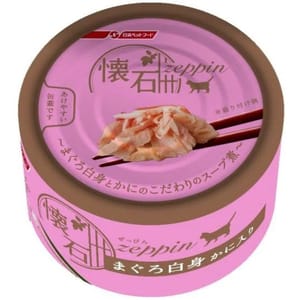 日清 日清 貓罐頭 懷石絕品 白肉吞拿魚+蟹柳棒 80g 80g  正面圖