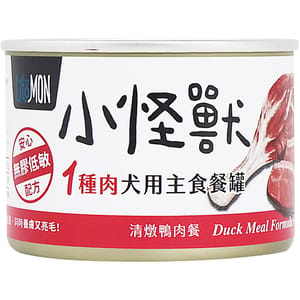 怪獸部落 怪獸部落 1&2種肉狗主食罐 純鴨肉 165g 165g  正面圖
