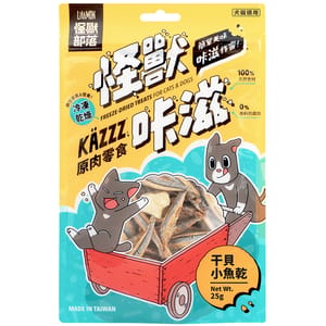 怪獸部落 怪獸部落 貓狗零食 KAZZZ卡滋零食 凍乾干貝小魚乾 25g 25g  正面圖