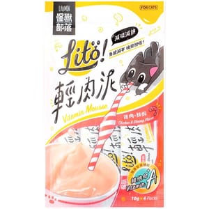 怪獸部落 怪獸部落 貓狗零食 Litö ! 輕肉泥 雞肉+鮮蝦 維他命A添加 10gx4 10g  正面圖