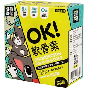 怪獸部落 怪獸部落 益生菌 貓狗保健品 OK!軟骨素 1.5g x 30包 5g  正面圖