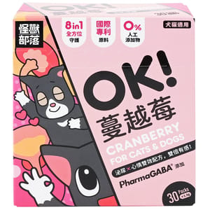 怪獸部落 怪獸部落 益生菌 貓狗保健品 OK!蔓越莓 1.5g x 30包 5g  正面圖