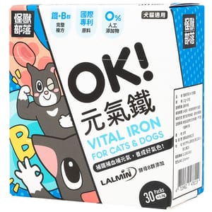 怪獸部落 怪獸部落 益生菌 貓狗保健品 OK!元氣鐵 1.5g x 30包 5g 正面圖