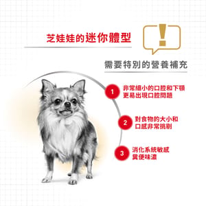 Royal Canin Royal Canin 狗糧 法國皇家狗糧 純種系列 芝娃娃成犬專屬配方 芝娃娃成犬糧 CHH28 3kg 3kg  背面圖