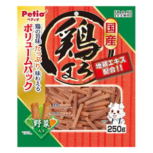 Petio Petio 狗零食 日本產濃郁蒸雞條 高纖蔬菜 250g 250g 正面圖